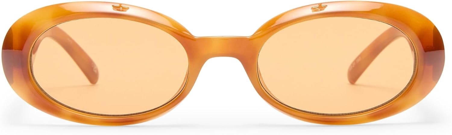 image:imageLe Specs Work It Sunglasses  Oval Unisex Minimalist Sleek StyleVintage Tort FrameAmber Lens