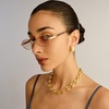 image:imageLe Specs Icicle Sunglasses  Bright Gold Oval Unisex Sleek Refined Style