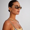 image:imageLe Specs Lunita Sunglasses  Black Oval Unisex Minimalist Y2K Style