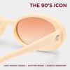 image:imageLe Specs Outta Love Retro 90s Vintage Narrow Oval Sunglasses for Women and MenOffwhite