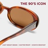 image:imageLe Specs Outta Love Retro 90s Vintage Narrow Oval Sunglasses for Women and MenToffee Tort FrameLight Brown Lens