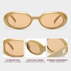 image:imageLe Specs Work It Sunglasses  Oval Unisex Minimalist Sleek StyleBiscotti FrameLight Brown Lens