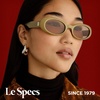 image:imageLe Specs Work It Sunglasses  Oval Unisex Minimalist Sleek StyleBiscotti FrameLight Brown Lens