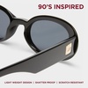 image:imageLe Specs Work It Sunglasses  Oval Unisex Minimalist Sleek StyleBlack FrameSmoke Lens