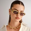 image:imageLe Specs Work It Sunglasses  Oval Unisex Minimalist Sleek StyleChampagne Pearl FrameSmoke Lens