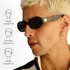 image:imageLe Specs Work It Sunglasses  Oval Unisex Minimalist Sleek StyleDark Tort FrameSmoke Lens