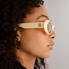 image:imageLe Specs Work It Sunglasses  Oval Unisex Minimalist Sleek StyleIvory FrameTan Lens