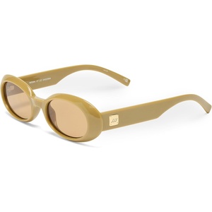 image:imageLe Specs Work It Sunglasses  Oval Unisex Minimalist Sleek StyleBiscotti FrameLight Brown Lens