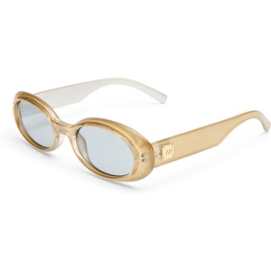 image:imageLe Specs Work It Sunglasses  Oval Unisex Minimalist Sleek StyleChampagne Pearl FrameSmoke Lens